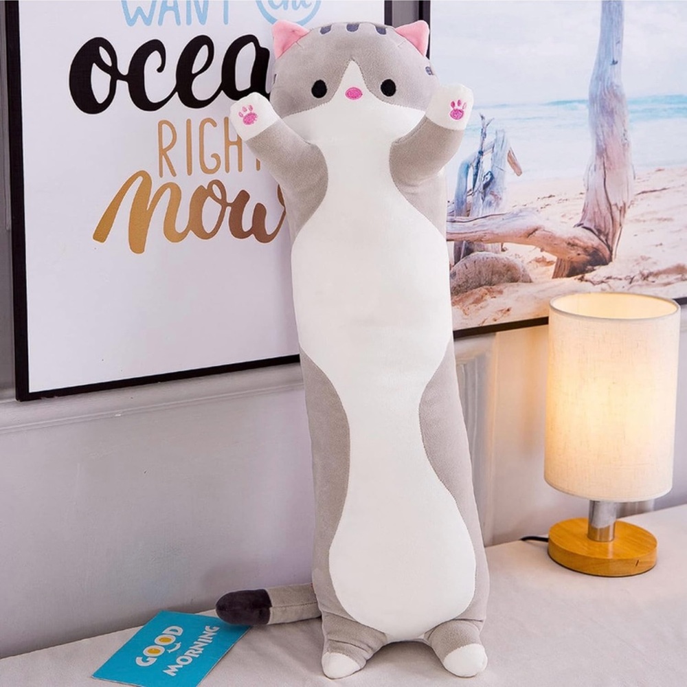 Lovely Plush Cat Doll Cute Cartoon Soft Stuffed Kitten Pillow Long Throw
